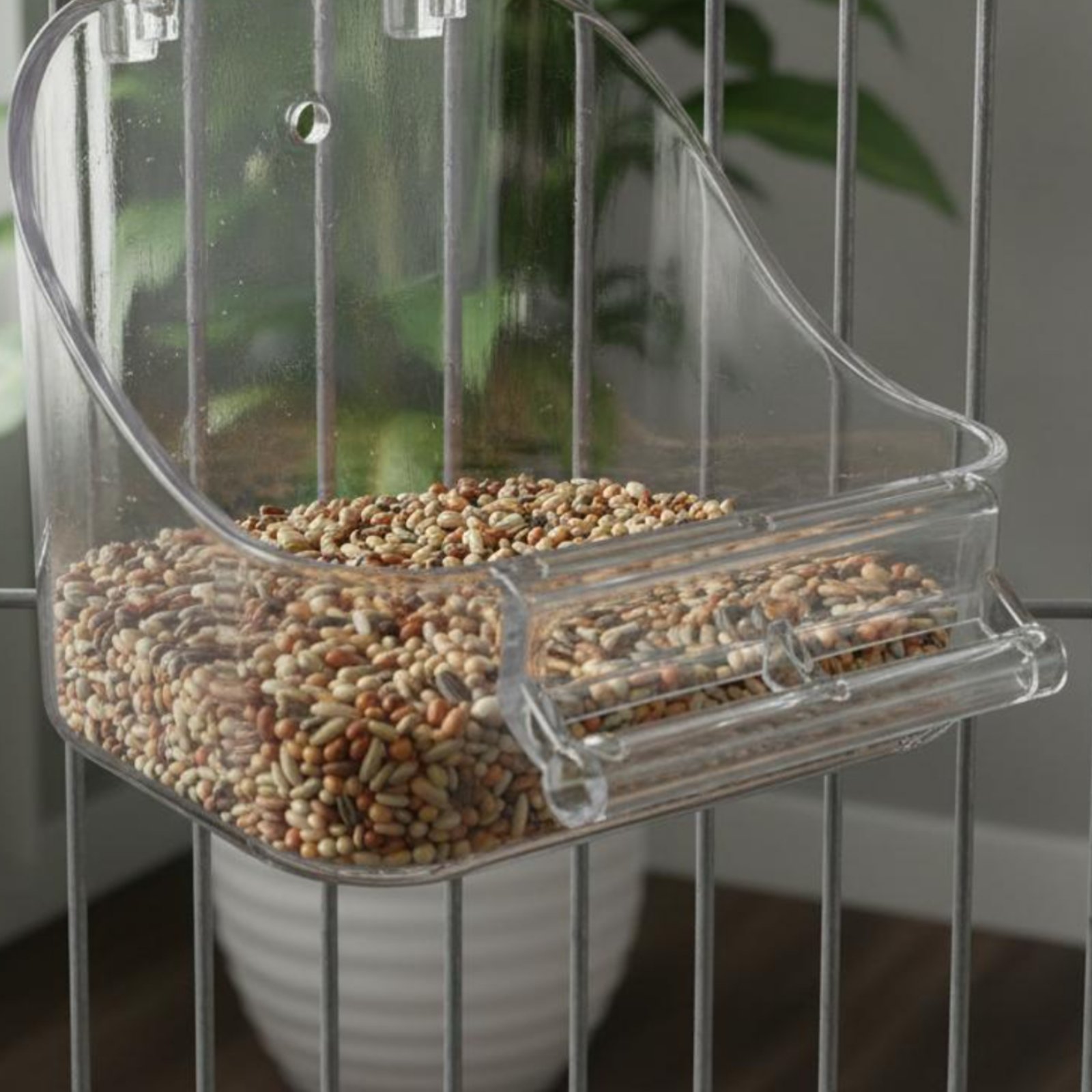 Pet Feeders - Bird Food Bowl Removable Enclosure Mounted