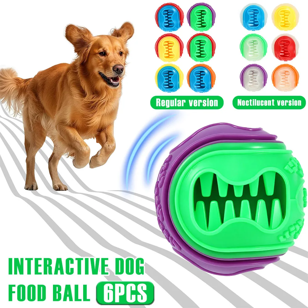 Rubber Treat Dispensing Dog Toy - 6Pcs Interactive Dog Food Ball Rubber