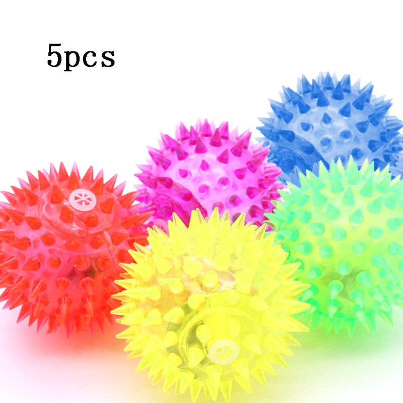 Interactive Squeaky Plush Dog Toy - 5 Pcs Light-up LED Ball Dog