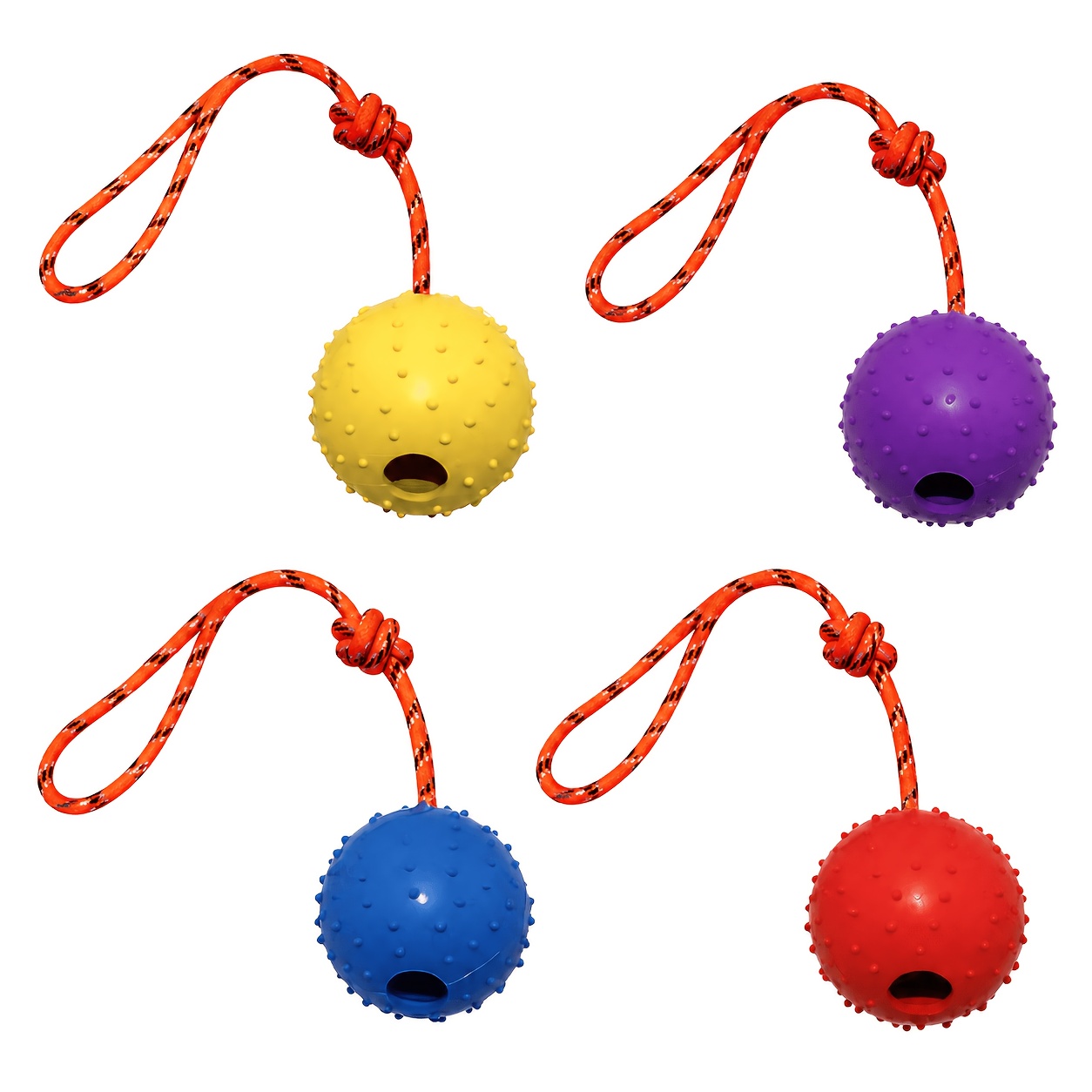 Dog Rope Toy Aggressive Chewers - 2-Pack Durable Rubber Dog Balls with