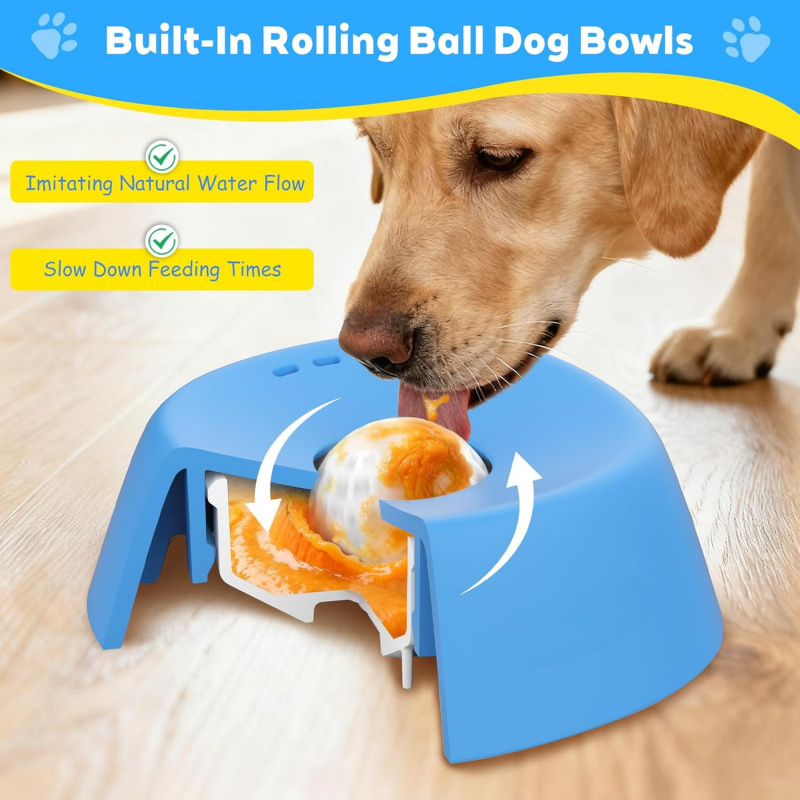 Interactive Squeaky Plush Dog Toy - Slow Feeder Dog Bowls for Liquid