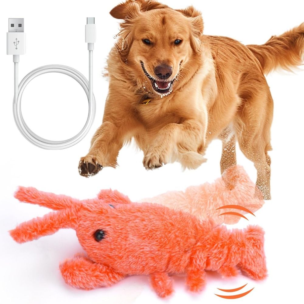 Interactive Squeaky Plush Dog Toy - USB Charging Lobster Cats Toy Dancing