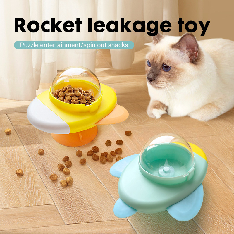 Rocket Shape Rotating Cat Dog  - Dog Puzzle Feeder Toy 评论和价格