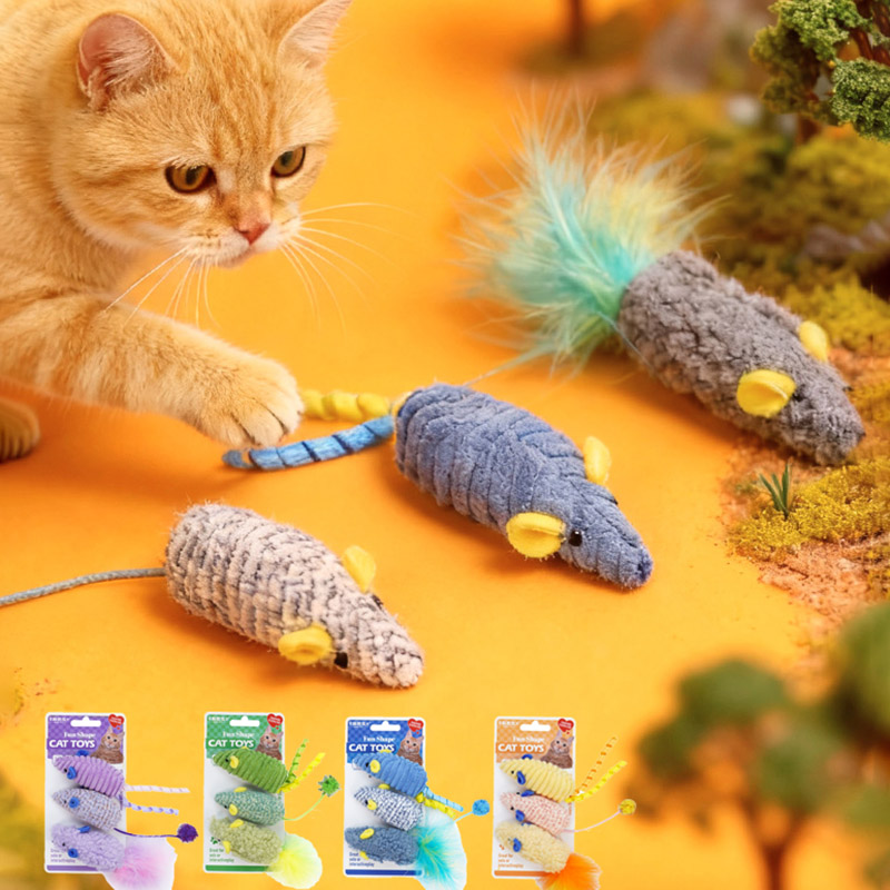 3pcs Realistic Mouse Plush Cat - Catnip Interactive Plush Mouse 评论和价格