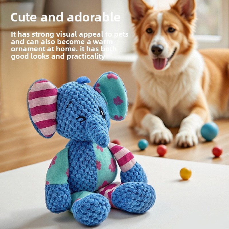 Cartoon Colorful Patchwork Plu - Interactive Squeaky Plush Dog Toy 评论和价格
