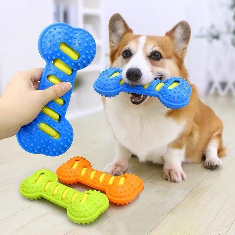 Durable Rubber Dog Chew Toy Sq - Teeth Cleaning Dog Chew Bone 评论和价格
