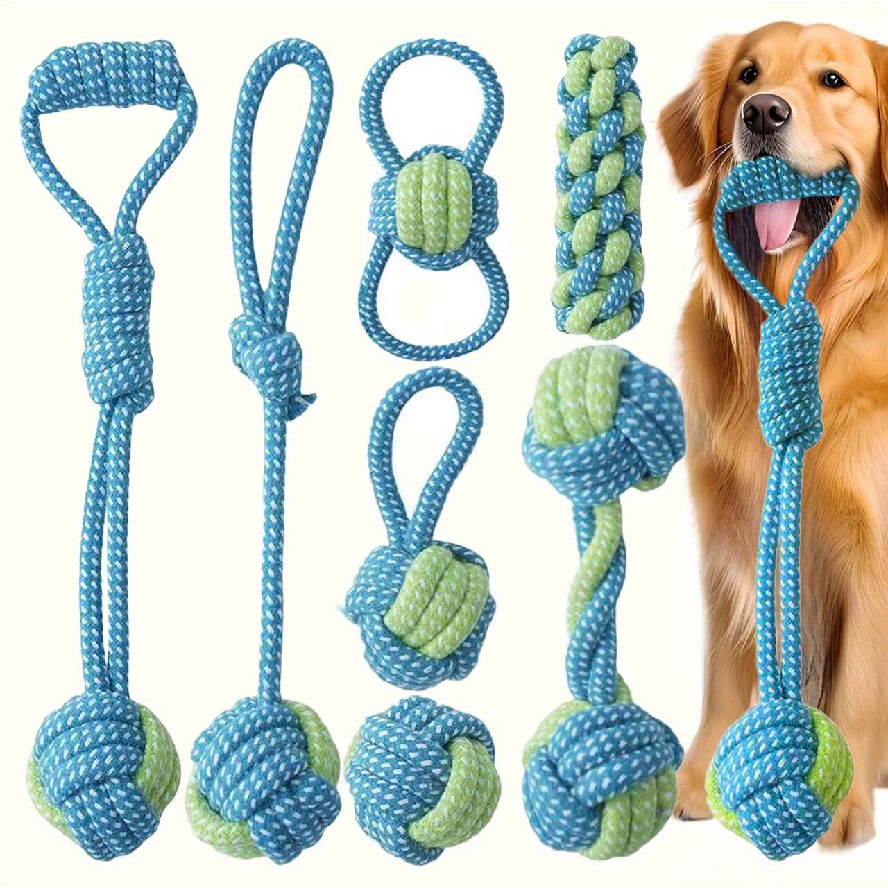 7pcs  Interactive Knot Toys Du - Dog Rope Toy Aggressive Chewers 评论和价格