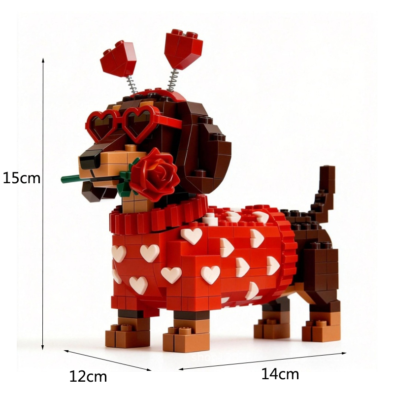 New Building Block Toys Dachsh - Interactive Squeaky Plush Dog Toy 评论和价格
