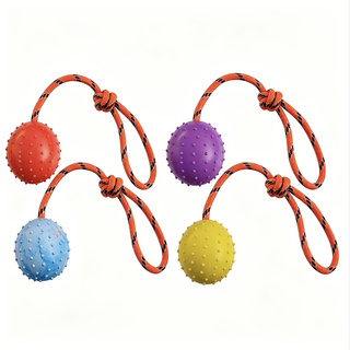 2-Pack Durable Rubber Dog Ball - Dog Rope Toy Aggressive Chewers 评论和价格